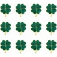 thumbnail image 1 of 12 broches de trébol de cuatro hojas verde oscuro para el Día de San Patricio. Broches de metal esmaltado con tachuelas de trébol, símbolo de la suerte irlandesa. Adorno para vestidos., 1 of 7