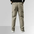 thumbnail image 5 of Hwmodou Male Pants Office Mens Fashion Solid Color Loose Cotton Plus Size Pocket Lace Up Pants Overall Holiday Vacation Slacks For Man, 5 of 9