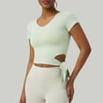 thumbnail image 2 of VBVC Short Yoga Crop Tops for Women,Women's Slimming Side Strap Top,Ladies V-Neck Cropped Athletic Shirts Gym Tee T-Shirts,*Green,Size M, 2 of 4