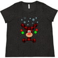 thumbnail image 3 of Inktastic Cute Flannel Reindeer with Christmas Bulbs and Snowflakes Women's Plus Size T-Shirt, 3 of 5