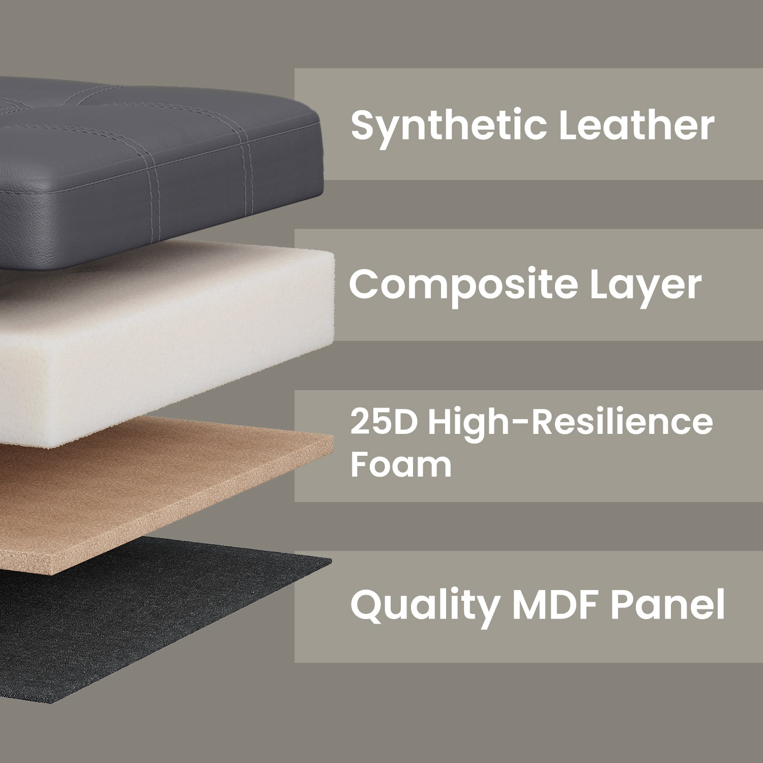 LEDREM Folding Storage Ottoman Bench, 30-Inch Synthetic Leather Seat with 660 lb Capacity, Thick Foam Cushion, Multi-Use Footrest Storage Chest, Dark Gray