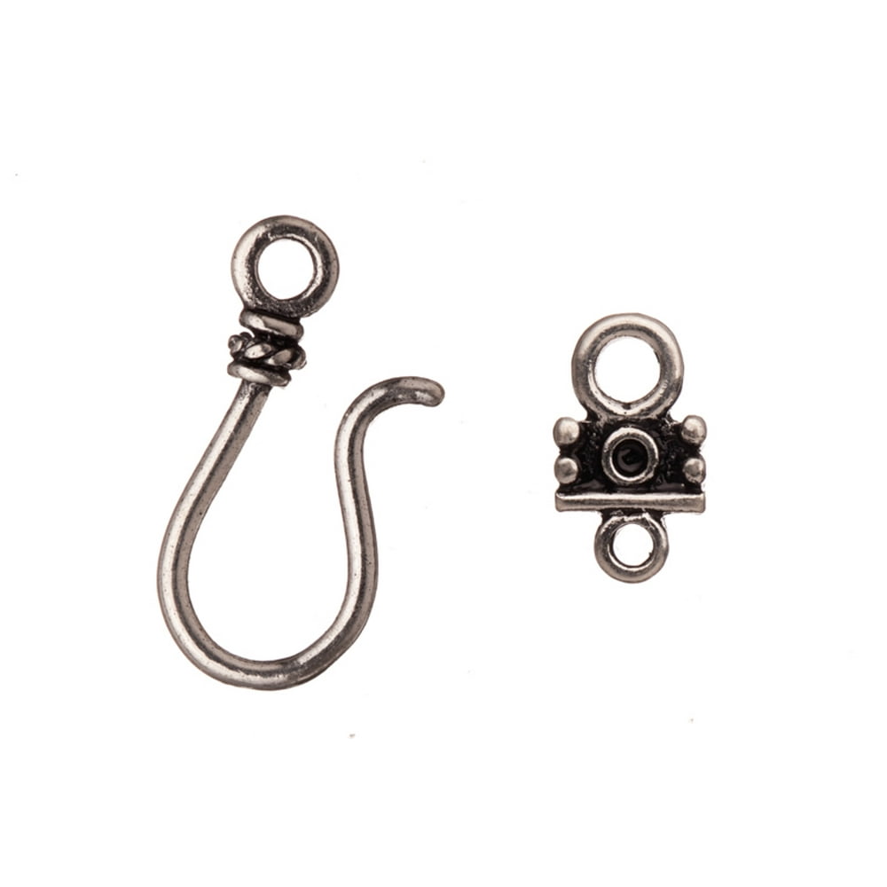 Hook-And-Eye Clasp, Antiqued Silver-Plated Pewter(Zn), Double-Side ...