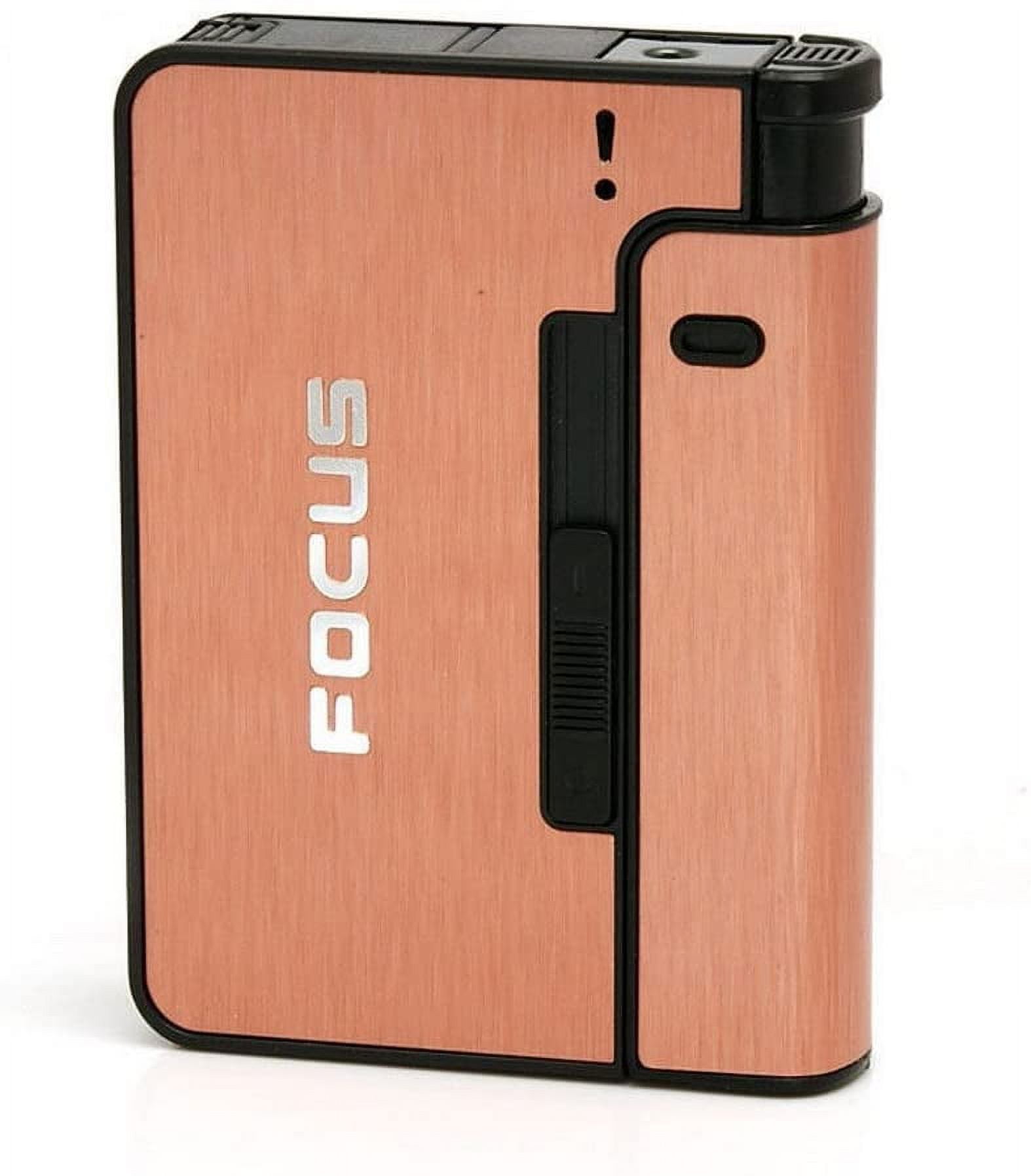 cigarette case automatic eject Piioket Automatic Ejection Cigarette Dispenser Case Box with Lighter Case  Holder, Aluminium Case, Focus - Gold