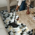 thumbnail image 6 of Cydiria Gray and Gold Shag Area Rug Abstract Lines Pattern Print Fluffy Carpet for Living Room, 6' x 9', 6 of 7