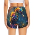 thumbnail image 2 of Lsque Neon Seahorse Underwater Realm Printed Women's Running Shorts with Liner Pockets,Elastic Quick Dry Workout Athletic Gym Yoga Shorts,Womens High Waist Shorts-Medium, 2 of 9