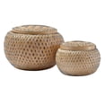 thumbnail image 1 of 2024 Set Of 2 Small Decorative Bamboo Baskets With Lid For Storing Small Items Handmade And Braided Bamb, 1 of 5