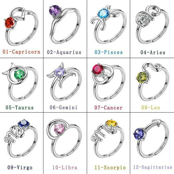 Hipunk Pisces Ring March Aquamarine Birthstone Ring Zodiac Jewelry 925 Sterling Silver Women Girls Birthday Chirstmas Gifts Walmart Business Supplies