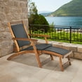 thumbnail image 4 of Gymax Set of 2 Folding Patio Acacia Wood Deck Chair Rattan Chaise Lounge Chair w/ Footrest, 4 of 10