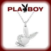 Playboy Necklace Swarovski Crystal Bunny Pendant Silver Platinum Plated