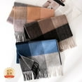 thumbnail image 3 of 100% Wool Plaid Scarf, Winter Warm Checkered Wrap with Fringe,180*30cm,9, 3 of 36