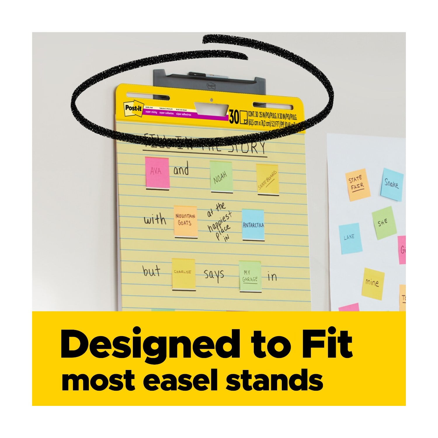 Post-it Super Sticky Easel Pad, Yellow, Lined, 25 in. x 30 in., 4 Pads