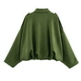 thumbnail image 2 of Guzom Womens Green Cropped Jacket - Loose Fit Polyester Outerwear with Oversized Sleeves, Casual Chic for Spring Fall Womens Wear,Size L, 2 of 2