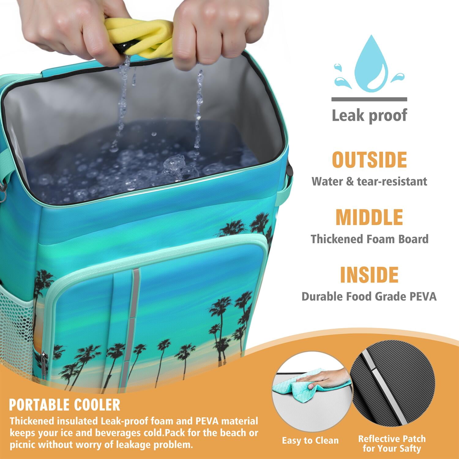 Tropical Beach Sunset Cooler Backpack - 20L Insulated Soft Cooler Bag, Multiple Pockets for Organization, Great for Families & Travelers