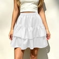 thumbnail image 2 of Hduncf Flowy Skirt Dress for Women Boho Ruffled Tiered Skorts Casual High Waist Mini Skirts Tennis Golf Comfy Skirts Fashion White XL, 2 of 6