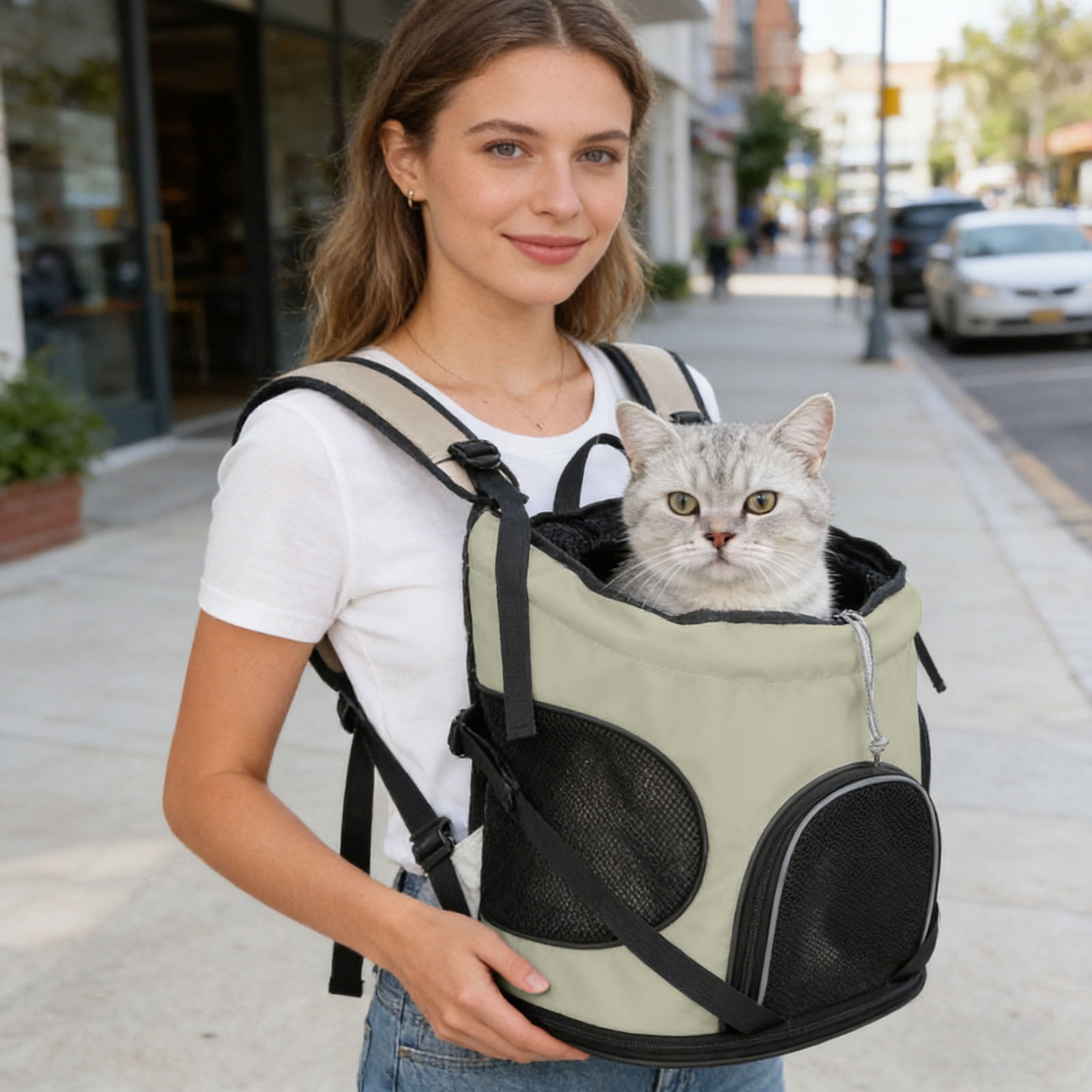 Pet Backpack Featuring Breathable Mesh for Small Dog and Kitty Cat 20 Lbs Load-Bearing Good for Hiking,C