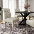 thumbnail image 2 of Banff 5-Piece Round Dining Set with Cross-Buck Table & 4 Tufted Chairs, Tan & Black Finish, 2 of 10