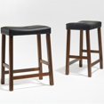thumbnail image 1 of Crosley 24" Faux Leather Saddle Counter Stool in Cherry (Set of 2), 1 of 7