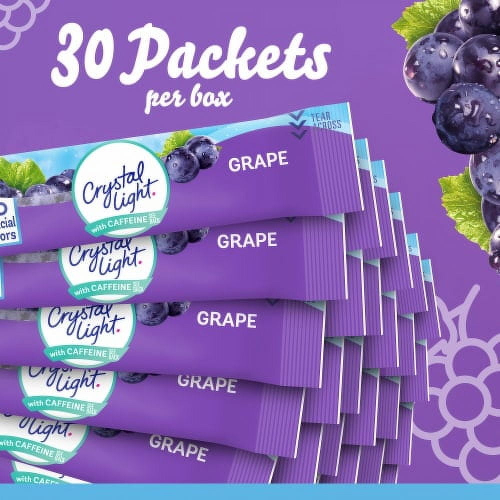 2X-Crystal Light Grape Naturally Flavored Powdered Drink Mix with Caffeine - 30 ct