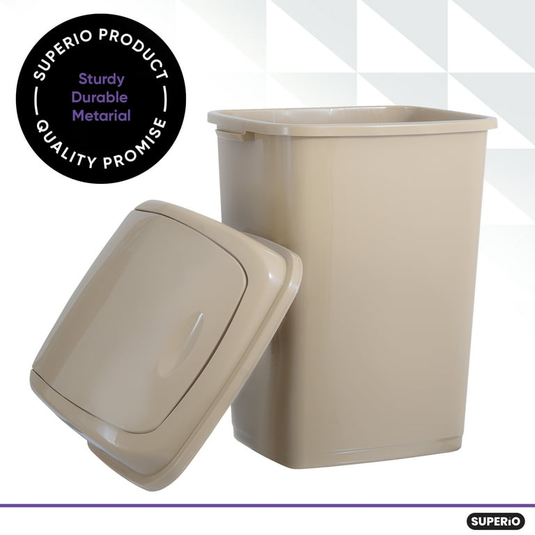 13 gal. Beige Plastic Swing Top Trash Can