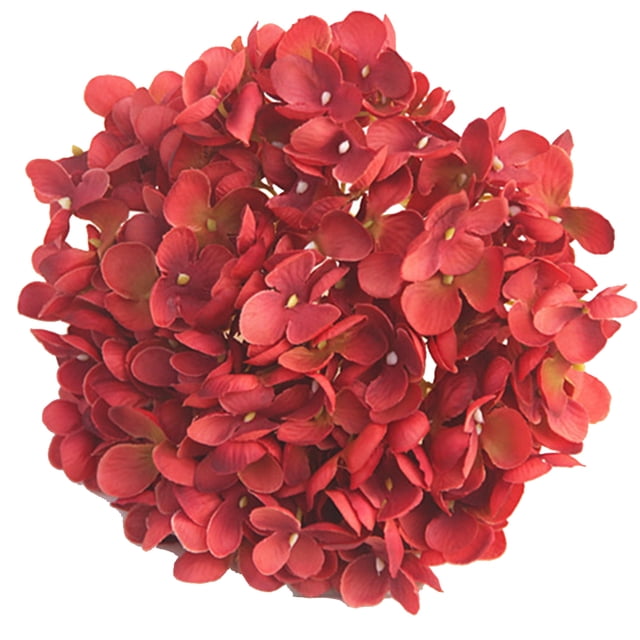 Advancent Cabezas de flores artificiales versátiles de seda del arte de la hortensia para el mantenimiento bajo elegante interior o al aire Kits de decoración para fiestas Naranja+Rojo