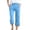 Blue, variant on POIUYTR Women's Summer Cotton Capri Pants Casual Flat Button Zipper Cropped Patns Work Straight Leg Trousers