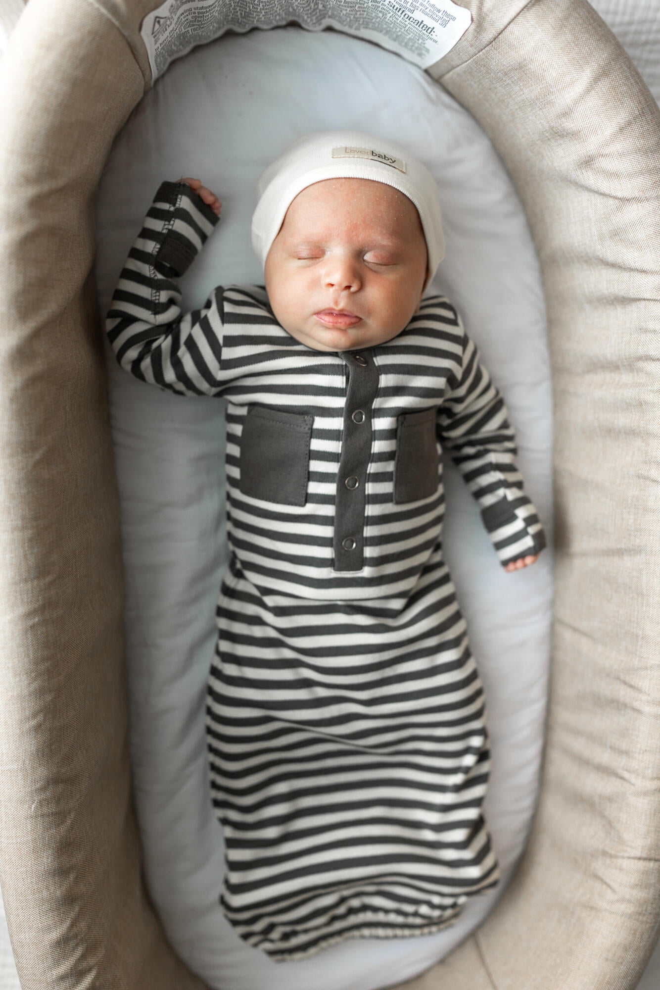 L'ovedbaby Baby Boy or Girl Unisex 100% Organic Cotton 3pc Gown, Sleep N Play & Hat Set, Size 0-3 Months