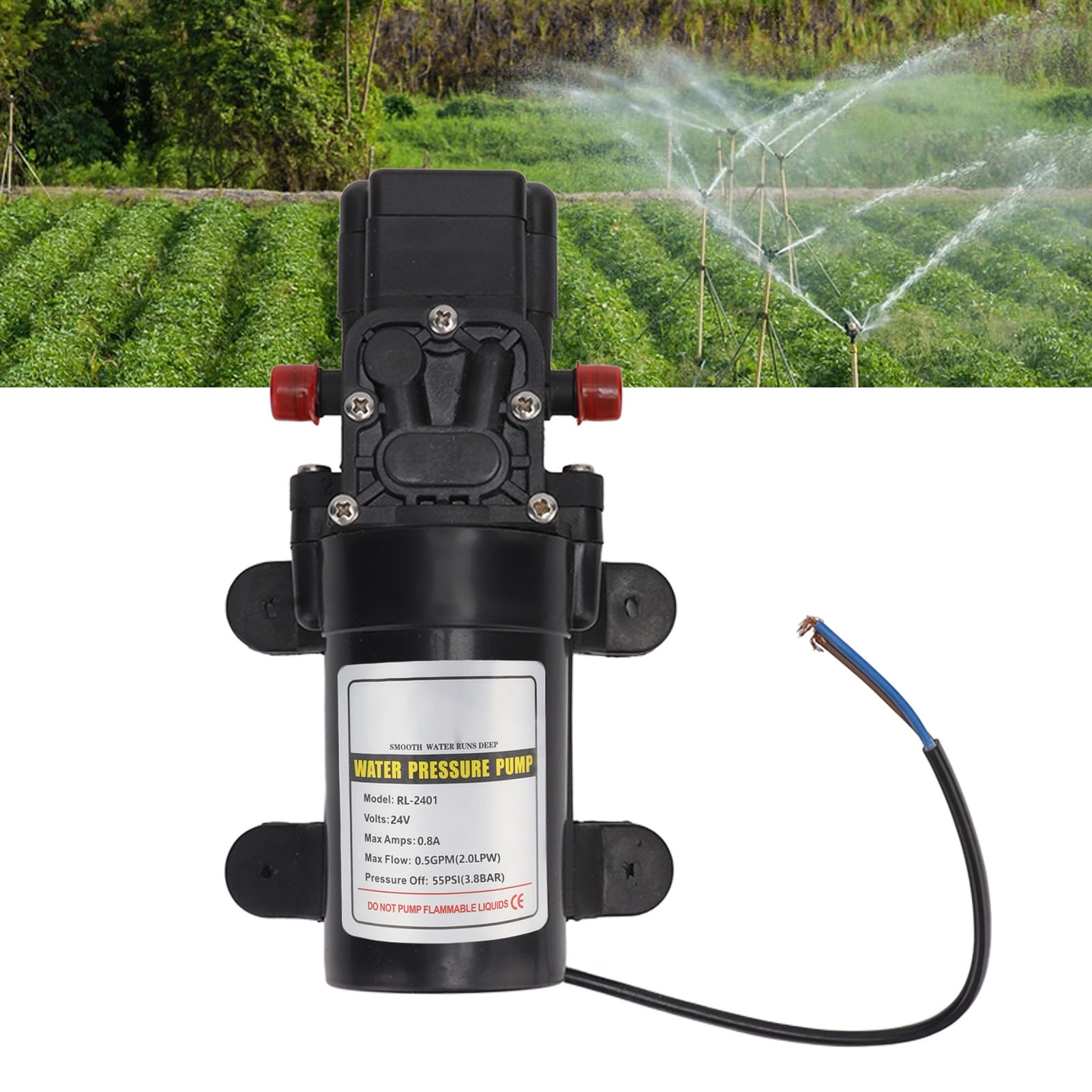 BIMZUC Water Pressure Diaphragm Pump Self Priming High Pressure Outdoor RV Marine Transfer Pump, RL-2401 24V