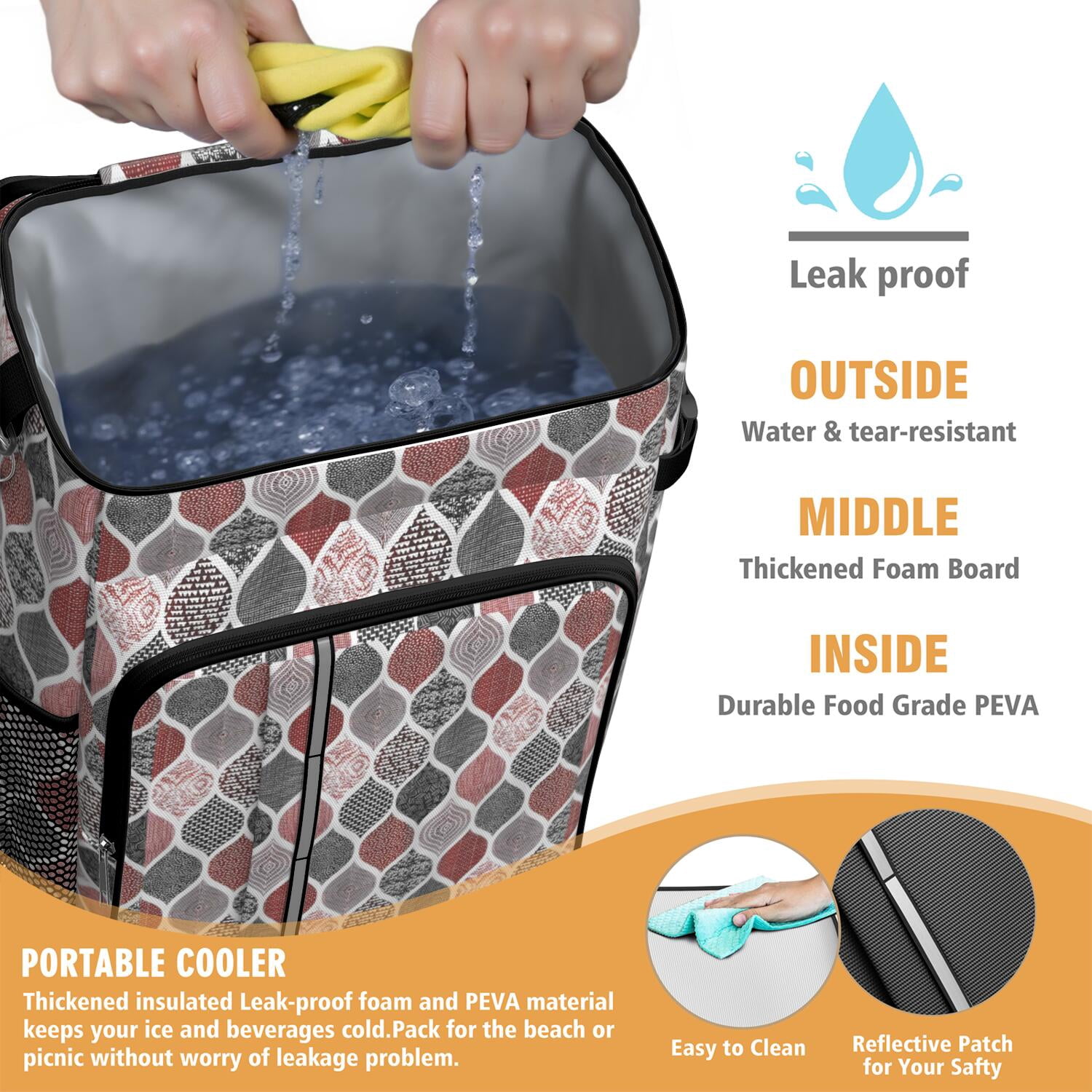 Travel Cooler Bag - Boho Bohemia Flower Camping Beer Cooler Backpack with Bottle Opener- Waterproof Insulated Picnic Backpacks - Cooler Bag for Beach