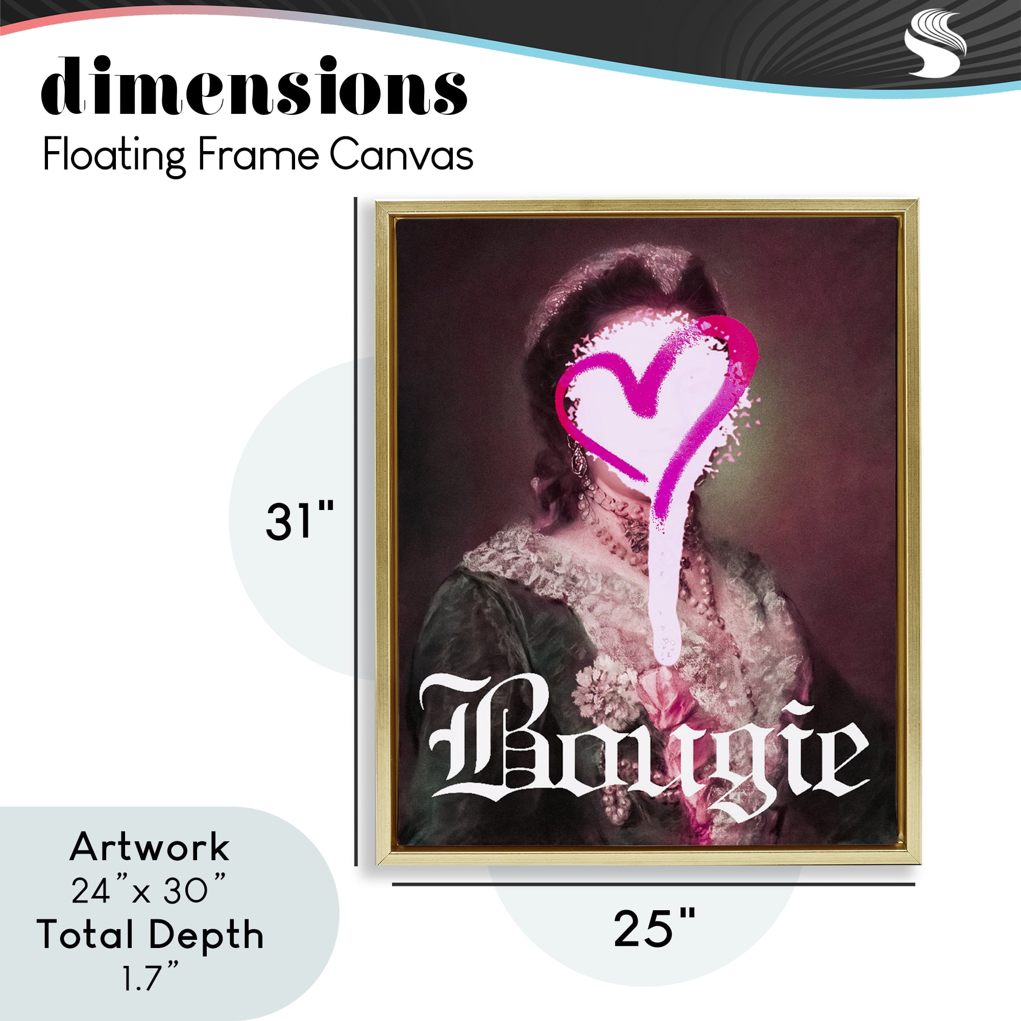 Bougie Classical Portrait Gold Framed Floater Canvas Wall Art, design by Lil' Rue