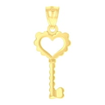 14k Yellow Gold Unisex Key Heart Ht:26.1mm Pendant Charm for Men Women