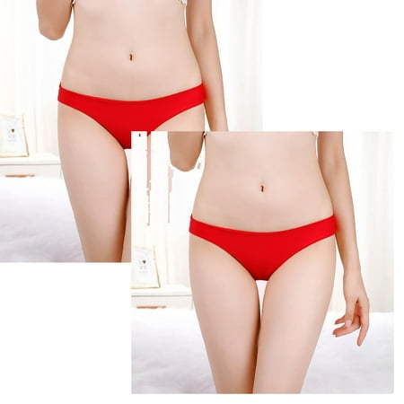 

Womens Underwear Brief Breathable Lace Ice Silk Low Waist Panties2PC