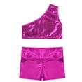thumbnail image 3 of MSemis Girls Metallic 2Pcs Ballet Dance Outfit Gymnastics Crop Top Shorts Set,Sizes 5-10 Rose 5-6, 3 of 5