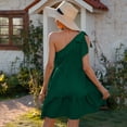 thumbnail image 7 of Anbech One Shoulder layered Dress Solid Color Sleeveless Mini for Women's Summer Dress,Green, 7 of 7
