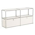 thumbnail image 3 of Modern Accent Cabinets with 2 Doors and Shelf,Freestanding Metal Storage Cabinet for Living Room,White, 3 of 9