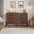 thumbnail image 6 of Freestanding Wooden Closet Storage Dresser Chest  6 Dresser, 52" Wide Drawer with Large Storage Space for Living Room, Bedroom, Entryway, 6 of 7