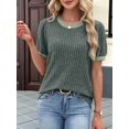 thumbnail image 4 of Women'S Textured Shirts Tops Short Cap Sleeve Shirts Loose Fit Summer Outfits Green S, 4 of 7