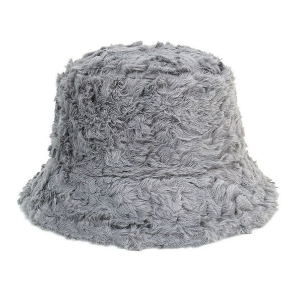 TMOYZQ Winter Bucket Hat for Women Men Faux Fleece Sherpa Fuzzy Winter Warmer Fisherman Hats Fashion Solid Color Bucket Hats, One Size