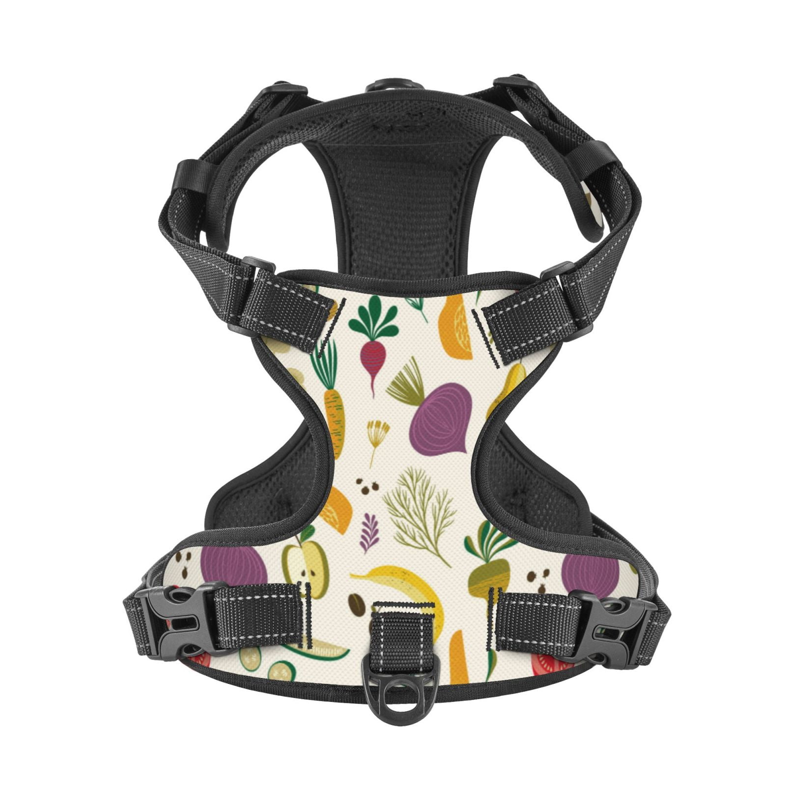 Kdxio Vegetable Print No Pull Dog Harness Adjustable Reflective Oxford Easy Control Medium Large Dog Harness for Training and Everyday-Large