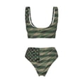 thumbnail image 6 of Rocae Jungle Green Camo USA Flag for Bikini Set for Women Two Piece Sexy High Swimsuits Split Crossover Bikini Medium, 6 of 9