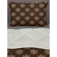 thumbnail image 3 of Chocolate Brown Comforter & Sham Bedding Set, Persian Inspirited Oriental Lotus Motif Bicolour Pattern Print, 3 pcs Duvet Set Microfiber Filling Quilt, 5 Sizes, Chocolate and Peach, by Ambesonne, 3 of 4