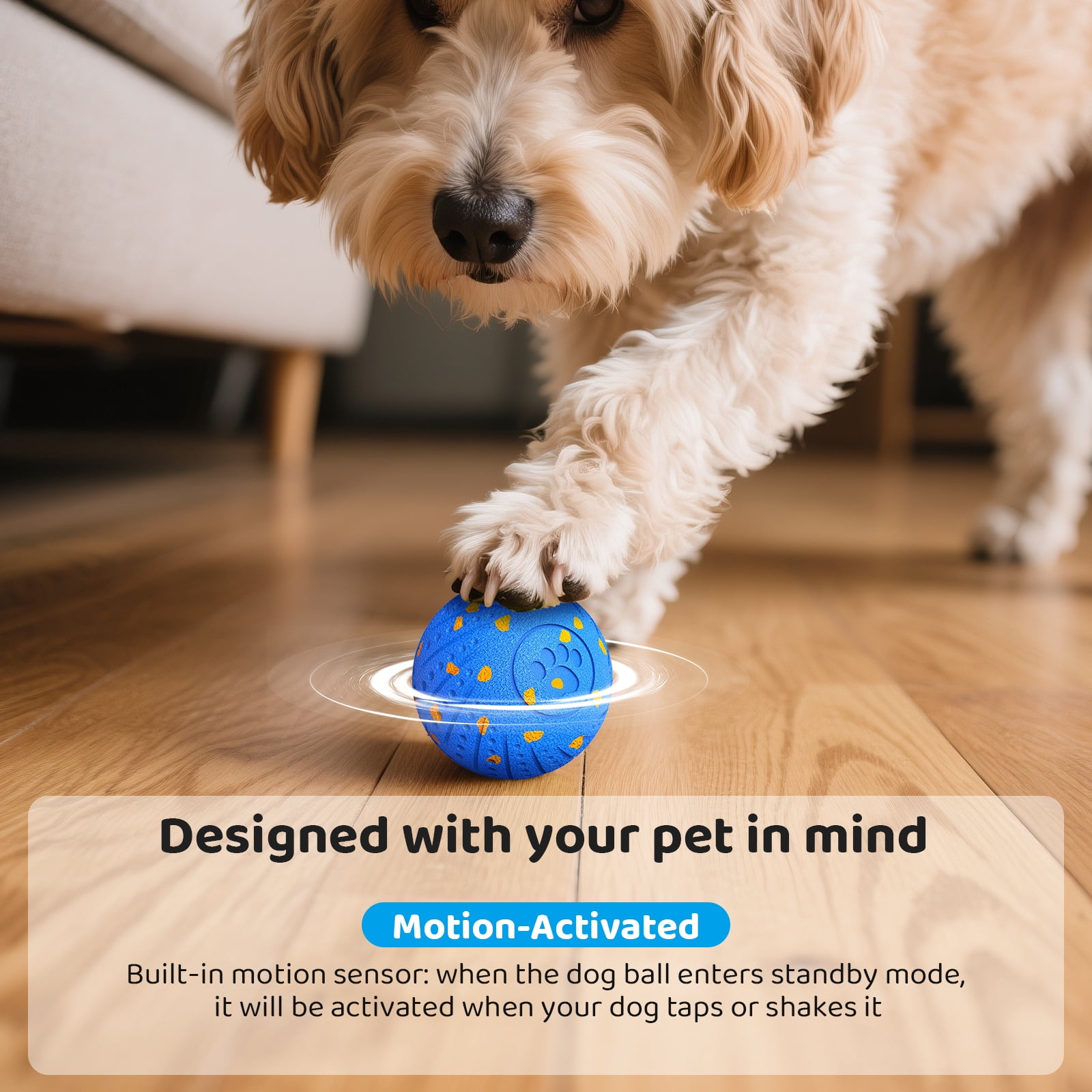 Inadays Dog Toys Interactive Dog Ball Toys For Large Dogs Automatic Ball for Dogs Chew Resistant Rechargeable E-TPU Silent Foam IPX54 Waterproof Dog Toys for Medium/Large Dogs, Blue