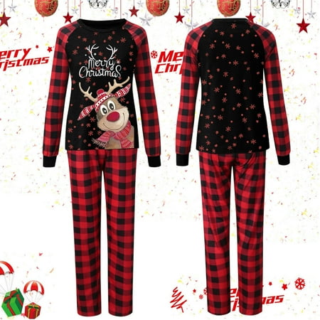 

LEEy-world Family Christmas Pjs Matching Sets Christmas Family Pajamas Sets Ekouaer Matching Pajamas For Couples Xmas Santa Elf Reindeer Print Loungewear