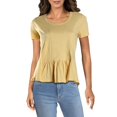 thumbnail image 1 of Joe's Jeans Womens Peggy Peplum Ruffled Hem T-Shirt Yellow M, 1 of 1