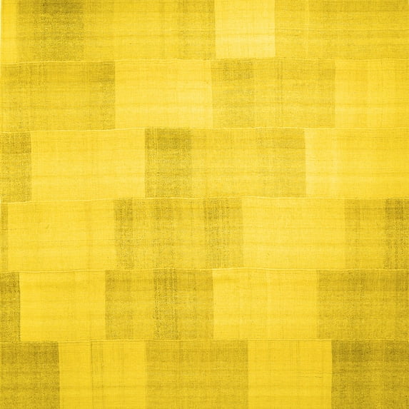 Ahgly Company Indoor Square Solid Yellow Modern Area Rugs, 4' Square