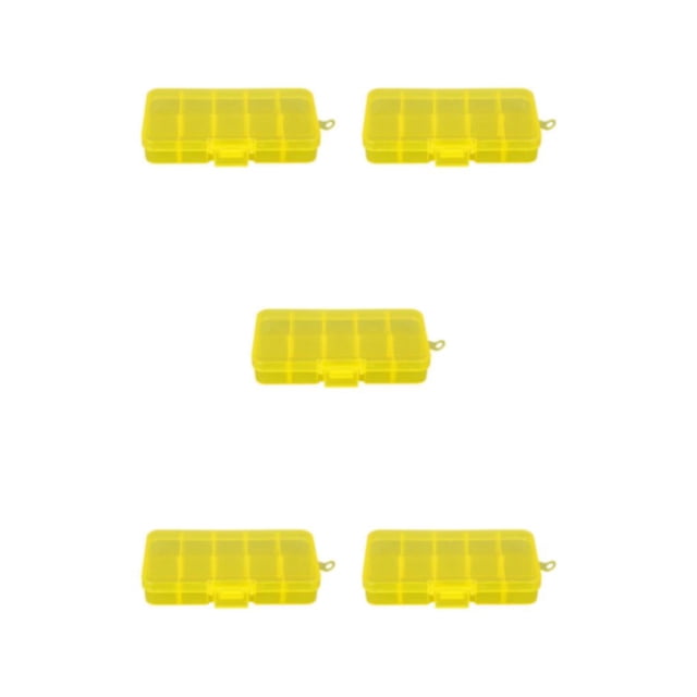 relayinert 10 Grid Plastic Jewelry Removable Storage Box Convenient and Durable Container for Beads and Earrings Yellow 12.8x6.5x2.2cm 5Set