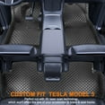 thumbnail image 3 of Car Floor Mats Custom Fit Tesla Model 3 2017 2018 2019 2020 2021 2022 PU Leather Floor Liners All Weather Protection Automotive Carpet Front Rear Row Full Set Odorless Black, 3 of 11