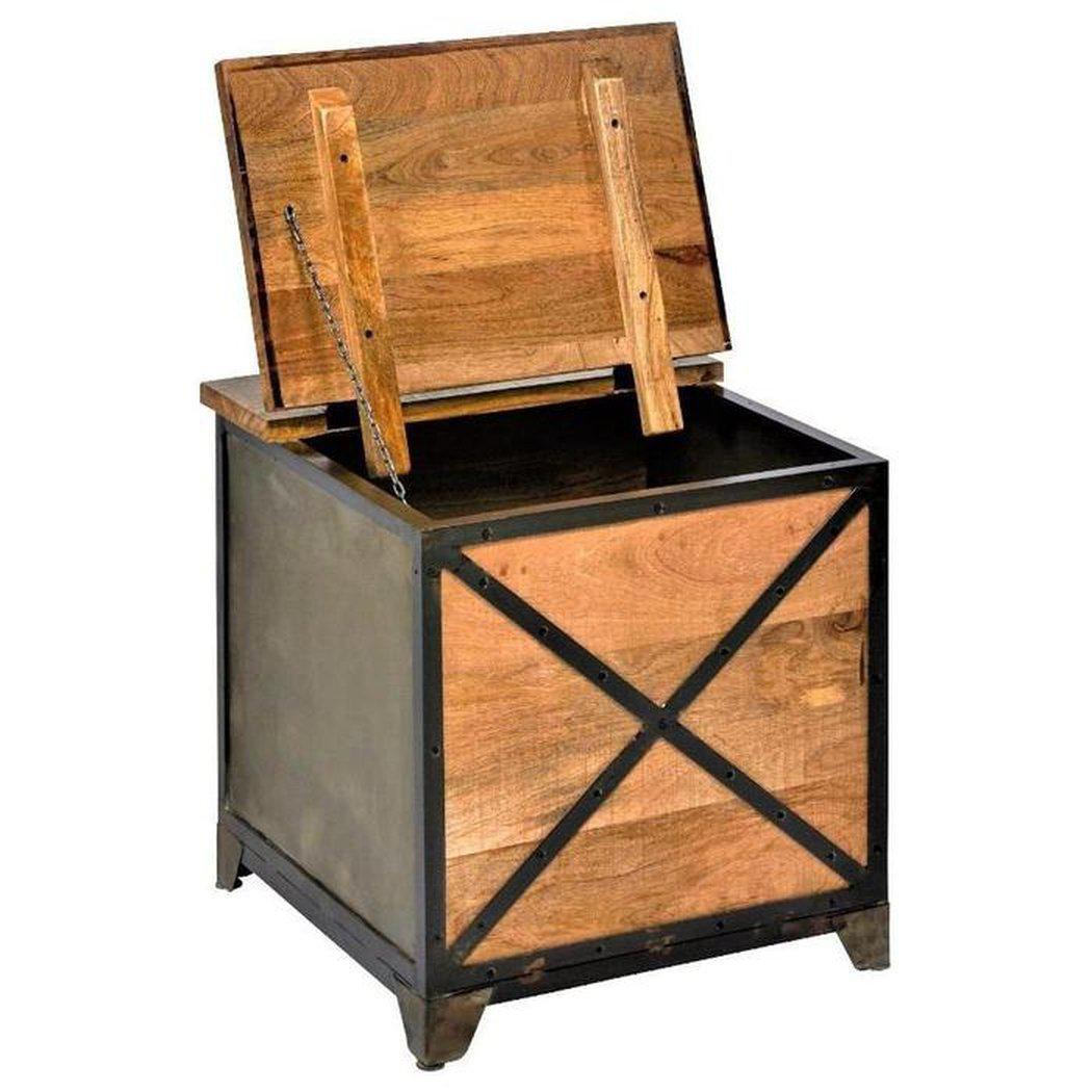 24" Square Industrial Rectangle End Side Table Box Style Rustic Mango