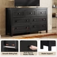 thumbnail image 6 of GALAXHERO Farmhouse Dresser for Bedroom, 51.18'' Wide 7 Drawer Wood Dresser, Black TV Stand for 65 inch TV, Wooden Chest of Drawers for Bedroom, Modern Clothes Organizer for Living Room, Hallway, 6 of 8