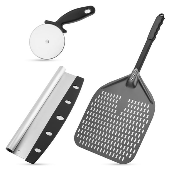 Perforated Pizza Peel, Professional 12 x 14 Inch Paddle Anodized Aluminum Turning Peel with Detachable Alloy Handle for Home Made Pizza