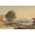 thumbnail image 2 of Anthony Vandyke Copley Fielding 14x11 Gold Ornate Wood Frame and Double Matted Museum Art Print Titled - Mountainous Landscape with Lake and Stream (1831 to 1841), 2 of 4